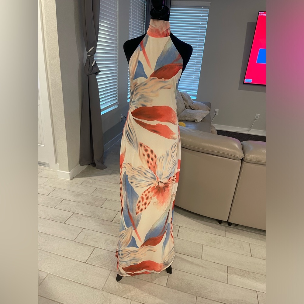 Peppermayo California halter Maxi Dress - Deep Sea Bloom US 6 - Picture 3 of 9